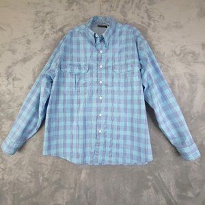 Marino Bay Mens Shirt Button Down Long Sleeve Plaid Pockets Cuff Tab Blue‎ XL